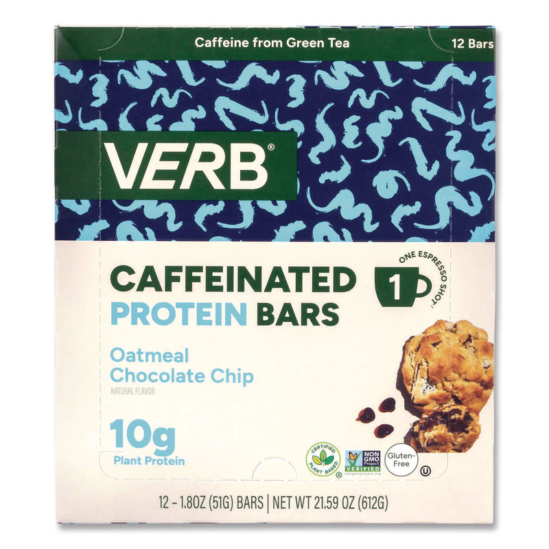 VERB Energy® Caffeinated Protein Bar, Oatmeal Chocolate Chip, 1.8 oz Bar, 12/Box (GRR22002523) Box of 12