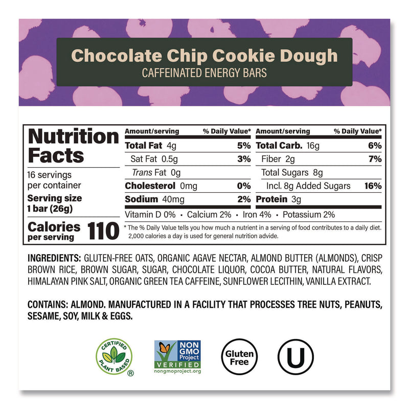VERB Energy® Caffeinated Energy Bar, Chocolate Peanut Butter Cup and Chocolate Chip Cookie Dough, 0.92 oz Bar, 32/Box (GRR60004178) Case of 2