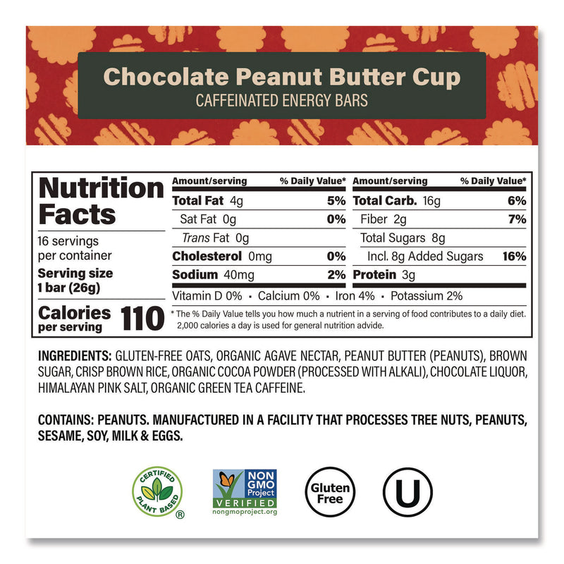 VERB Energy® Caffeinated Energy Bar, Chocolate Peanut Butter Cup and Chocolate Chip Cookie Dough, 0.92 oz Bar, 32/Box (GRR60004178) Case of 2