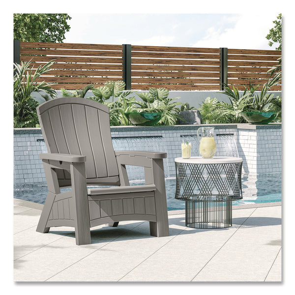 Suncast® Adirondack Chair with Storage, Supports Up to 375 lb, 14.5" Seat Height, 30" x 32.5" x 38.5", Dove Gray (SUABMAC1000DG) Each