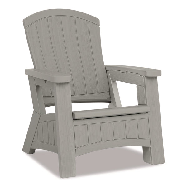 Suncast® Adirondack Chair with Storage, Supports Up to 375 lb, 14.5" Seat Height, 30" x 32.5" x 38.5", Dove Gray (SUABMAC1000DG) Each