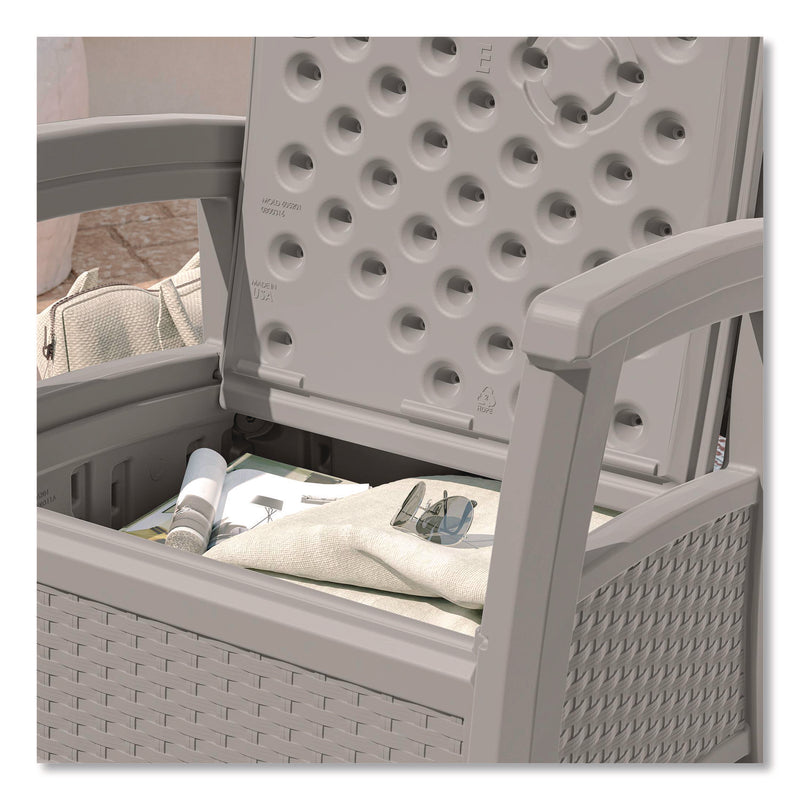 Suncast® Elements Club Chair with Storage, Supports Up to 300 lb, 17" Seat Height, 25.25" x 29.75" x 35.5", Dove Gray (SUABMCC1800DG) Each