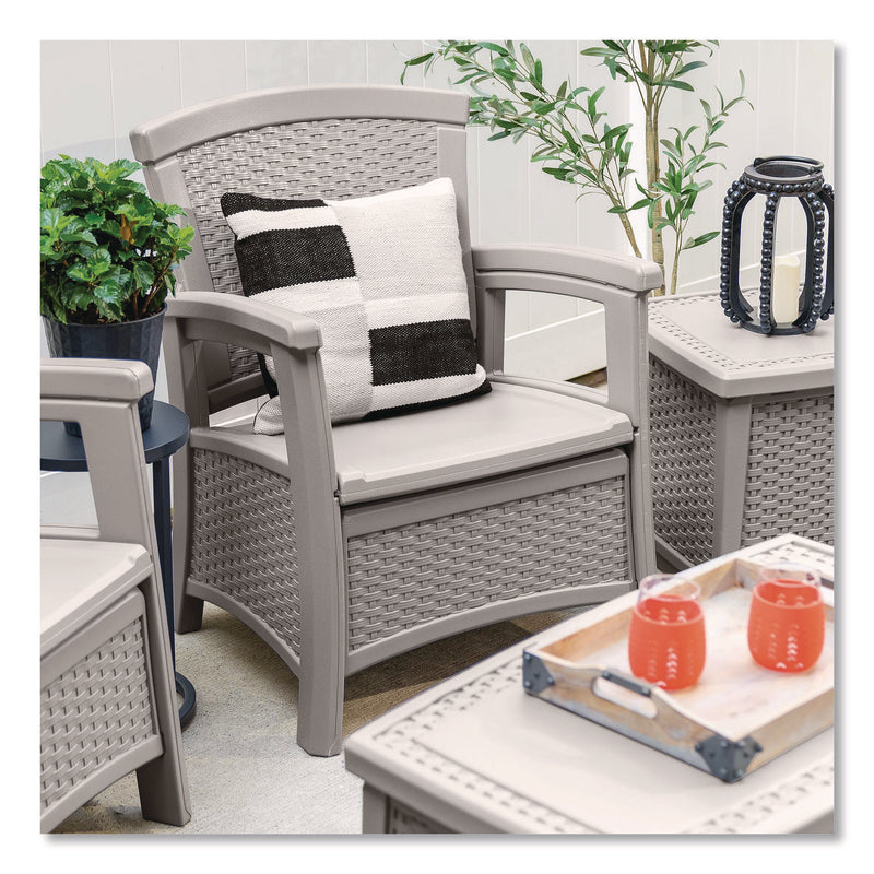 Suncast® Elements Club Chair with Storage, Supports Up to 300 lb, 17" Seat Height, 25.25" x 29.75" x 35.5", Dove Gray (SUABMCC1800DG) Each