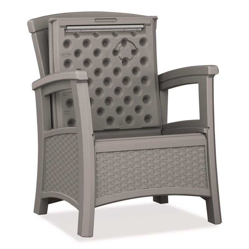 Suncast® Elements Club Chair with Storage, Supports Up to 300 lb, 17" Seat Height, 25.25" x 29.75" x 35.5", Dove Gray (SUABMCC1800DG) Each