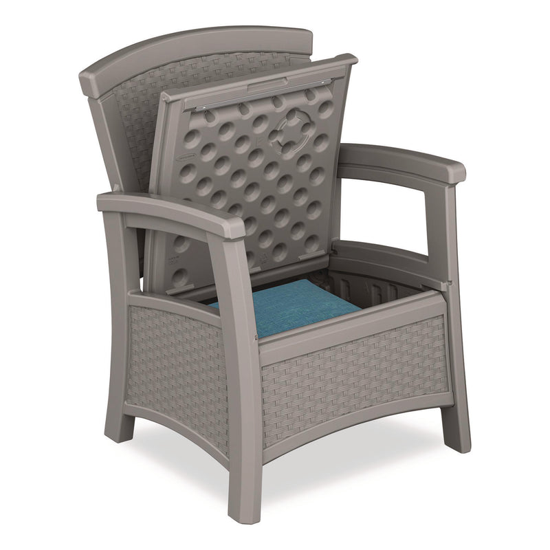Suncast® Elements Club Chair with Storage, Supports Up to 300 lb, 17" Seat Height, 25.25" x 29.75" x 35.5", Dove Gray (SUABMCC1800DG) Each