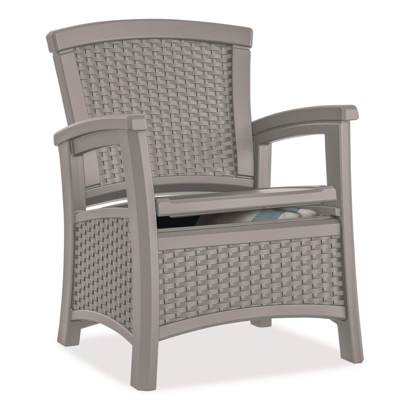 Suncast® Elements Club Chair with Storage, Supports Up to 300 lb, 17" Seat Height, 25.25" x 29.75" x 35.5", Dove Gray (SUABMCC1800DG) Each