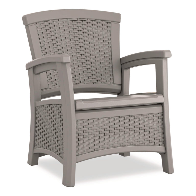 Suncast® Elements Club Chair with Storage, Supports Up to 300 lb, 17" Seat Height, 25.25" x 29.75" x 35.5", Dove Gray (SUABMCC1800DG) Each
