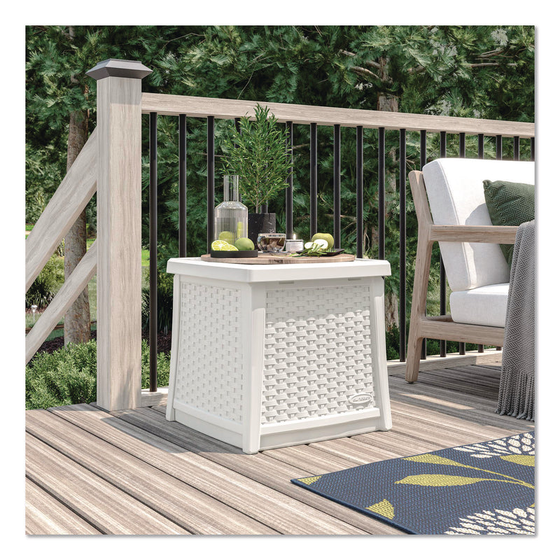 Suncast® Elements End Table with Storage, Square, 18.75w x 18.75d x 18h, Ice Cube Top, Ice Cube Base/Legs (SUABMDB1310CB) Each