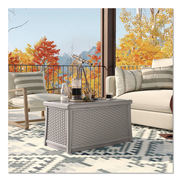 Suncast® Elements Coffee Table with Storage, Rectangular, 34w x 20d x 18h, Dove Gray Top, Dove Gray Base/Legs (SUABMDB3010DG) Each