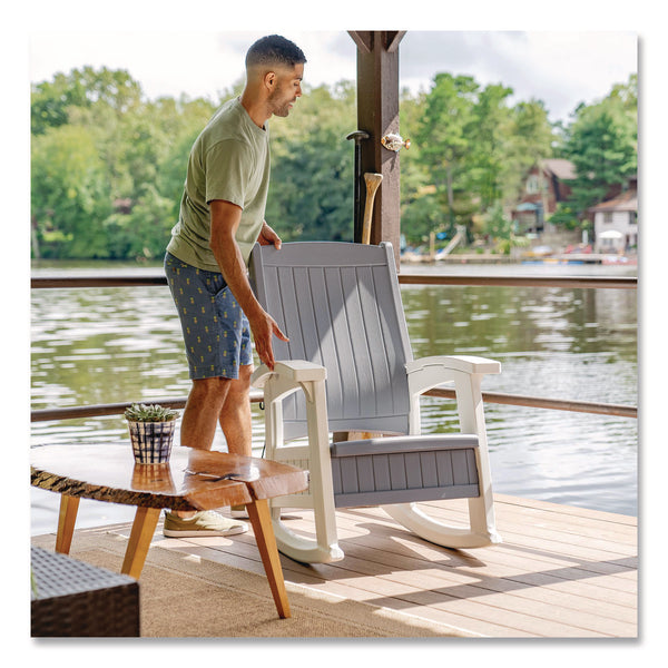 Suncast® Rocking Chair with Storage, Supports Up to 375 lb, 17.25" Seat Height, 29.75" x 35" x 40.5", Dove Gray/Ice Cube (SUABMRC1020) Each