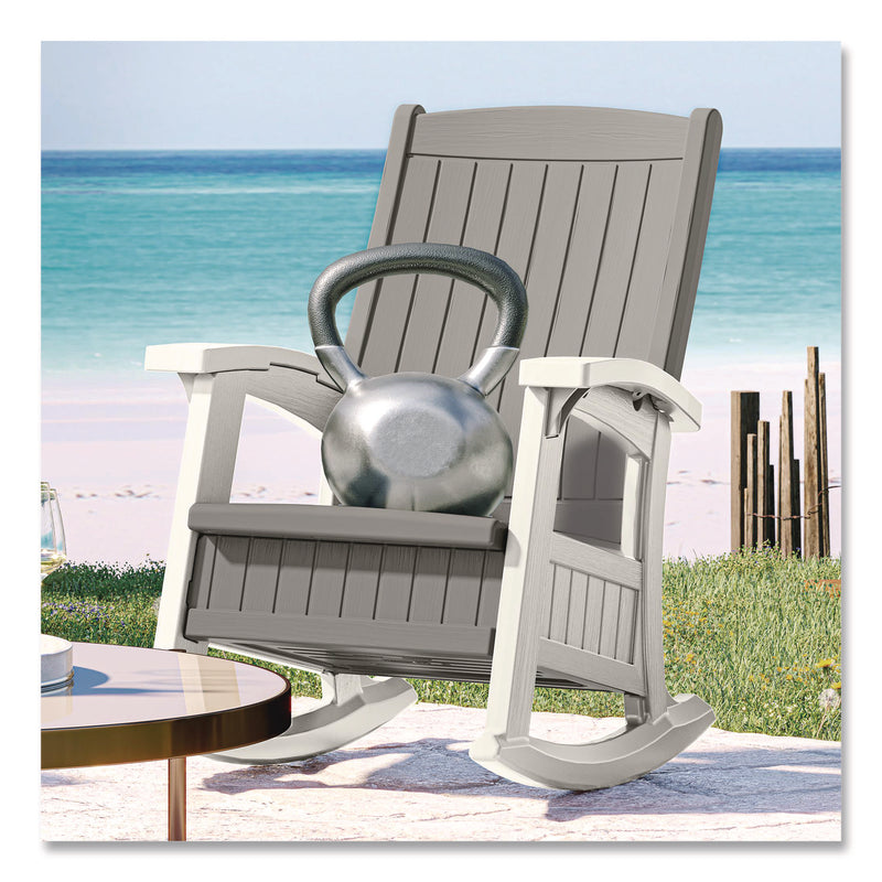 Suncast® Rocking Chair with Storage, Supports Up to 375 lb, 17.25" Seat Height, 29.75" x 35" x 40.5", Dove Gray/Ice Cube (SUABMRC1020) Each
