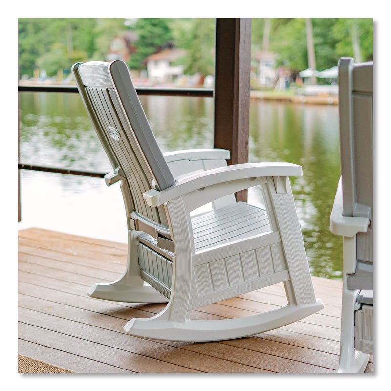 Suncast® Rocking Chair with Storage, Supports Up to 375 lb, 17.25" Seat Height, 29.75" x 35" x 40.5", Dove Gray/Ice Cube (SUABMRC1020) Each