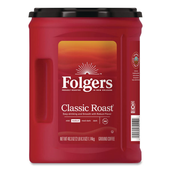 Folgers Classic Roast Ground Coffee, 40.3 oz Canister, 6/Carton (FOL30419) 6/Carton