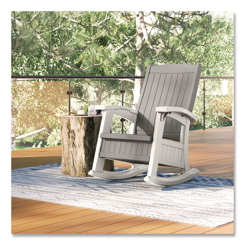 Suncast® Rocking Chair with Storage, Supports Up to 375 lb, 17.25" Seat Height, 29.75" x 35" x 40.5", Dove Gray/Ice Cube (SUABMRC1020) Each