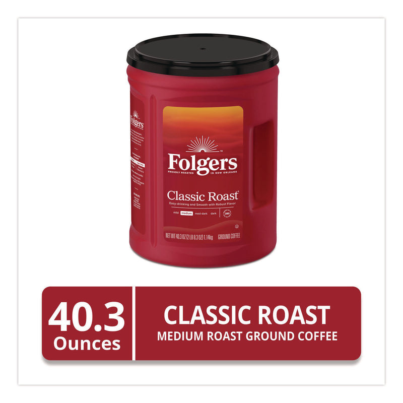 Folgers Classic Roast Ground Coffee, 40.3 oz Canister, 6/Carton (FOL30419) 6/Carton