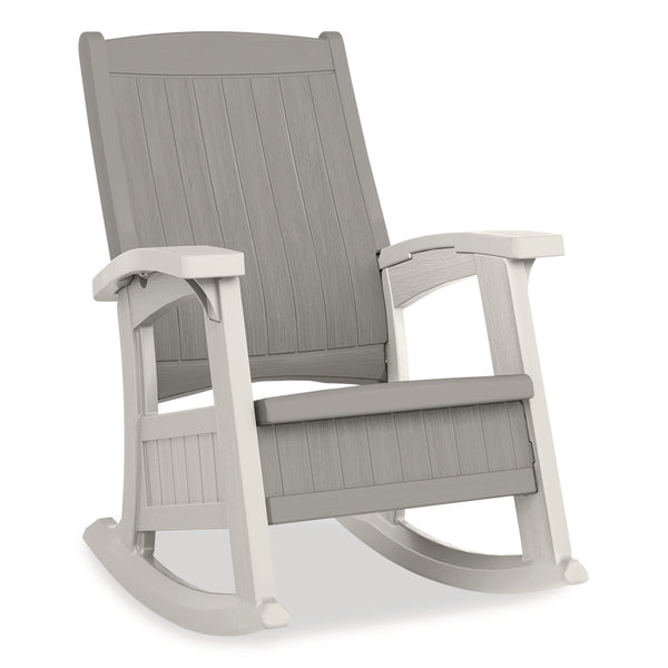 Suncast® Rocking Chair with Storage, Supports Up to 375 lb, 17.25" Seat Height, 29.75" x 35" x 40.5", Dove Gray/Ice Cube (SUABMRC1020) Each