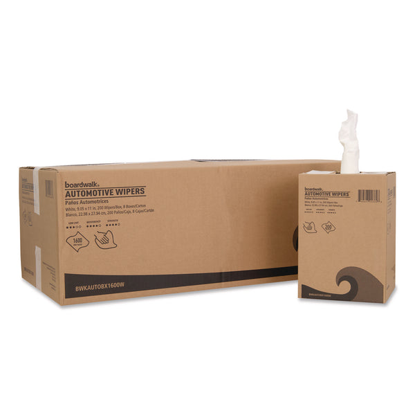 Boardwalk® Automotive Wipers, 10.63 x 20.47, Unscented, White, 200/Box, 8 Boxes/Carton (BWKAUTOBX1600W) Case of 8