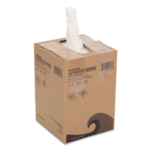 Boardwalk® Automotive Wipers, 10.63 x 20.47, Unscented, White, 200/Box, 8 Boxes/Carton (BWKAUTOBX1600W) Case of 8