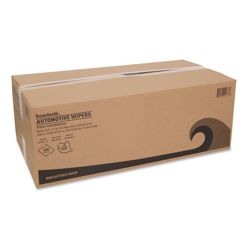 Boardwalk® Automotive Wipers, 10.63 x 20.47, Unscented, White, 200/Box, 8 Boxes/Carton (BWKAUTOBX1600W) Case of 8