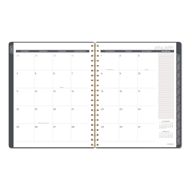 Cambridge® Hera Weekly Monthly Planner, Wavy Lines, 11 x 8.5, Black/Gold Cover, 12-Month (Jan to Dec): 2026 (AAG1765905) Each