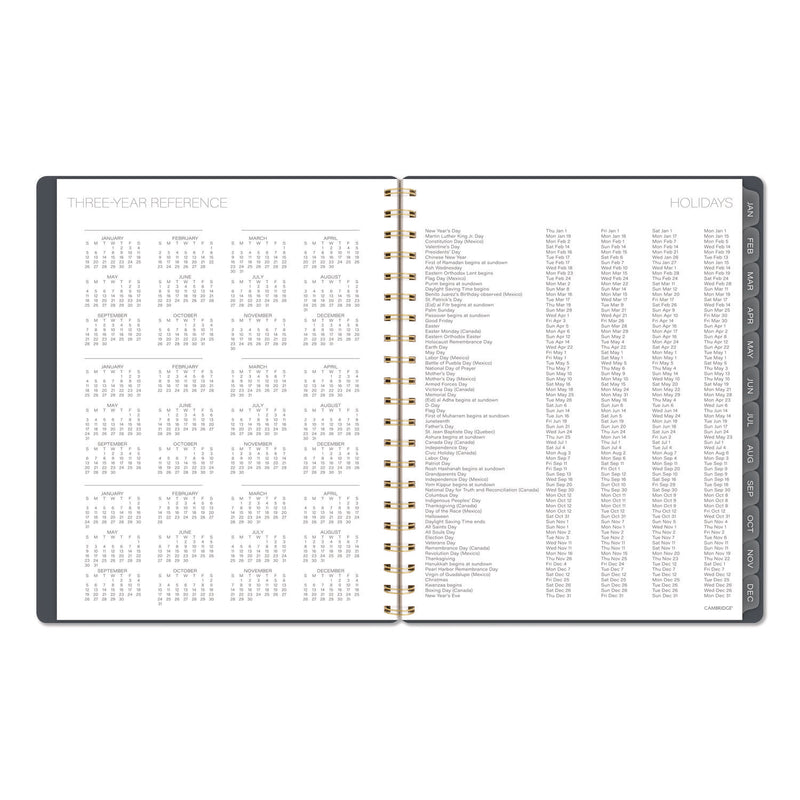 Cambridge® Hera Weekly Monthly Planner, Wavy Lines, 11 x 8.5, Black/Gold Cover, 12-Month (Jan to Dec): 2026 (AAG1765905) Each