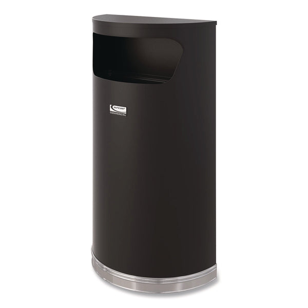 Suncast Commercial® Half Round Metal Trash Can, 9 gal, Steel, Black (SUAMTCRES901BK) Each