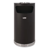 Suncast Commercial® Half Round Metal Trash Can with Ashtray, 9 gal, Steel, Black (SUAMTCRES901BKS) Each