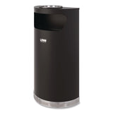 Suncast Commercial® Half Round Metal Trash Can with Ashtray, 9 gal, Steel, Black (SUAMTCRES901BKS) Each
