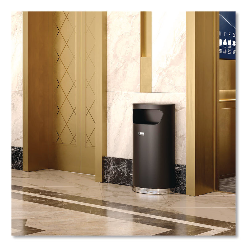 Suncast Commercial® Half Round Metal Trash Can, 9 gal, Steel, Black (SUAMTCRES901BK) Each