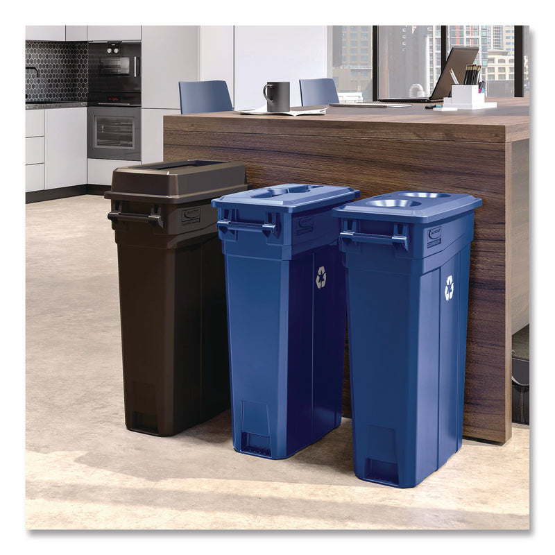 Suncast Commercial® 23 Gallon Resin Slim Trash Can Bottle and Can Lid, 11.87 x 20.25 x 1.41, Blue (SUATCNLID02BLD) Each