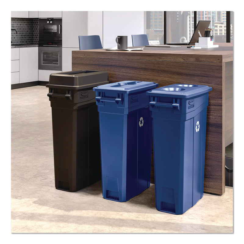 Suncast Commercial® 23 Gallon Resin Slim Trash Can Paper Recycling Lid, 11.87 x 20.25 x 1.35, Blue (SUATCNLID03BLD) Each