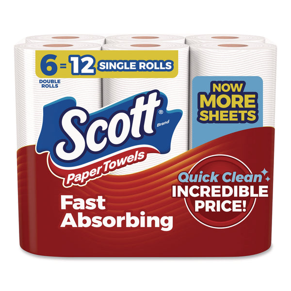 Scott® Choose-a-Size Mega Kitchen Roll Paper Towels, 1-Ply, 108/Roll, 6 Rolls/Pack, 4 Packs/Carton (KCM56668) Case of 4