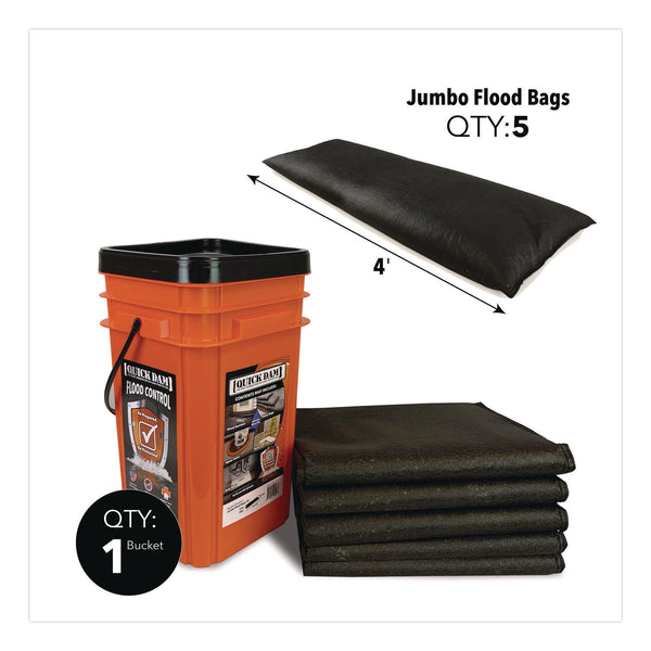 Quick Dam Outdoor Grab and Go Bucket Kit, (1) Bucket, (5) Jumbo Flood Bags (QKDQDGG12485) Each