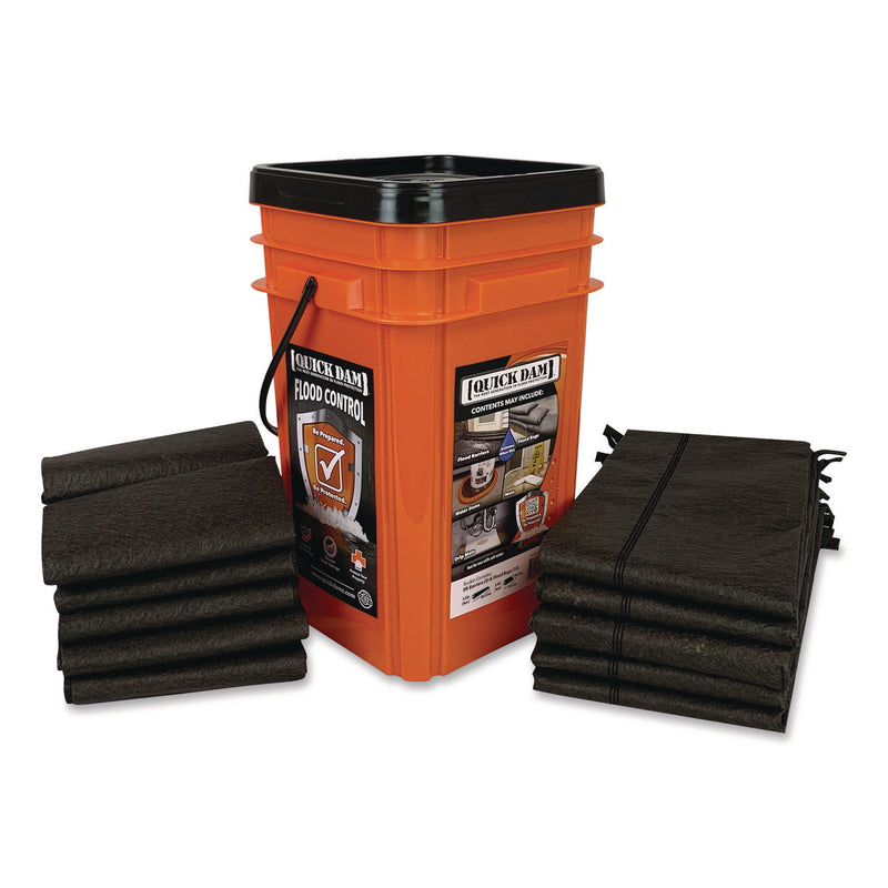 Quick Dam Outdoor Grab and Go Bucket Kit, (1) Bucket, (10) Flood Bags, (5) Flood Barriers (QKDQDGGCO) Each