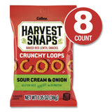 Harvest Snaps® Crunchy Loops, Sour Cream and Onion, 1.35 oz Bag, 8/Box (GRR22002516) Box of 8