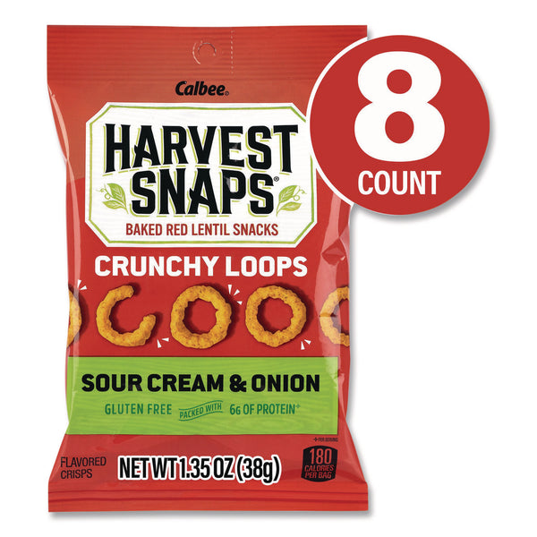 Harvest Snaps® Crunchy Loops, Sour Cream and Onion, 1.35 oz Bag, 8/Box (GRR22002516) Box of 8