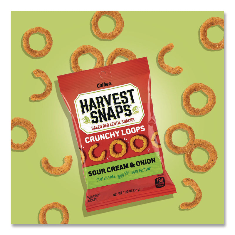 Harvest Snaps® Crunchy Loops, Sour Cream and Onion, 1.35 oz Bag, 8/Box (GRR22002516) Box of 8