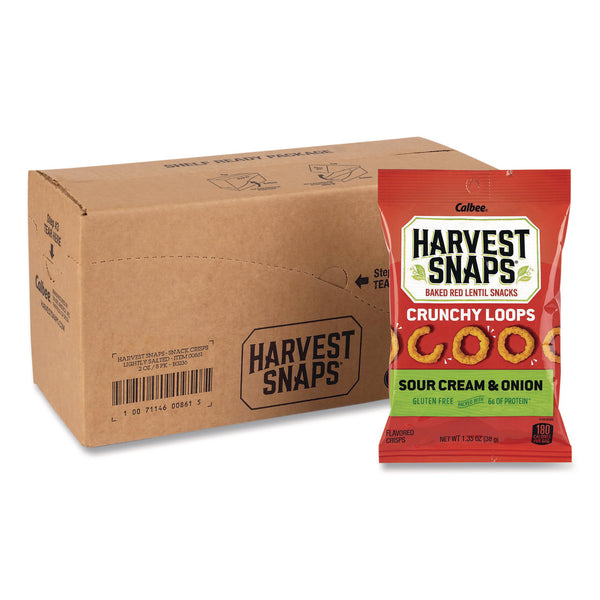 Harvest Snaps® Crunchy Loops, Sour Cream and Onion, 1.35 oz Bag, 8/Box (GRR22002516) Box of 8