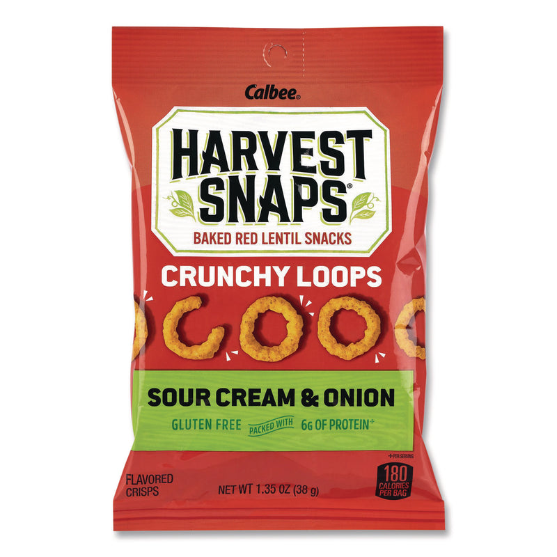 Harvest Snaps® Crunchy Loops, Sour Cream and Onion, 1.35 oz Bag, 8/Box (GRR22002516) Box of 8
