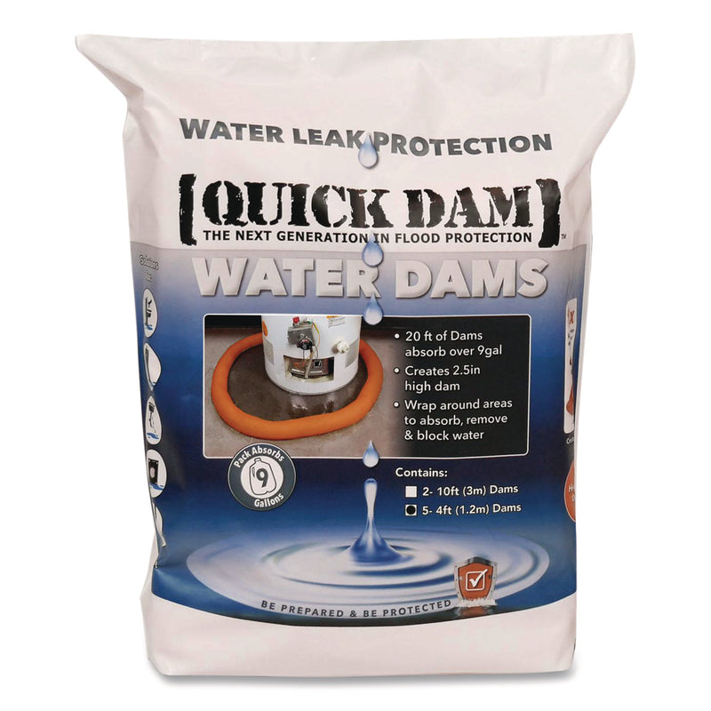 Quick Dam Water Dams, 2.5" x 4 ft x 2.5", 5/Pack (QKDWUB245) Pack of 5