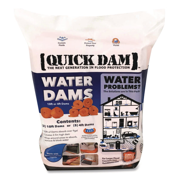 Quick Dam Water Dams, 2.5" x 10 ft x 2.5", 2/Pack (QKDWUB2102) Pack of 2