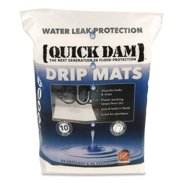 Quick Dam Drip Mats, 20 oz, 2 ft x 2 ft, 10/Pack (QKDWUBM10) Pack of 10