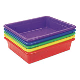 Storex Storage Tray with Lid, Flat, 1 gal, 10.65" x 10.65" x 2.96", Assorted Bright, 5/Pack (STX62534U05C) Each
