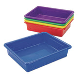Storex Storage Tray with Lid, Flat, 1 gal, 10.65" x 10.65" x 2.96", Assorted Bright, 5/Pack (STX62534U05C) Each