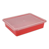 Storex Storage Tray with Lid, Flat, 1 gal, 10.65" x 10.65" x 2.96", Assorted Bright, 5/Pack (STX62534U05C) Each
