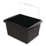 Storex Storage Bin with Lid, 4 gal, 11.25" x 11.25" x 7.87", Black, 6/Pack (STX61427U06C) Each