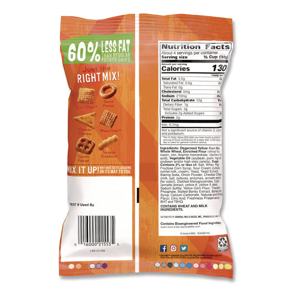 Chex Mix® Snacks, Cheddar, 4.5 oz Bag, 8/Carton (OFXSN21553) Case of 8