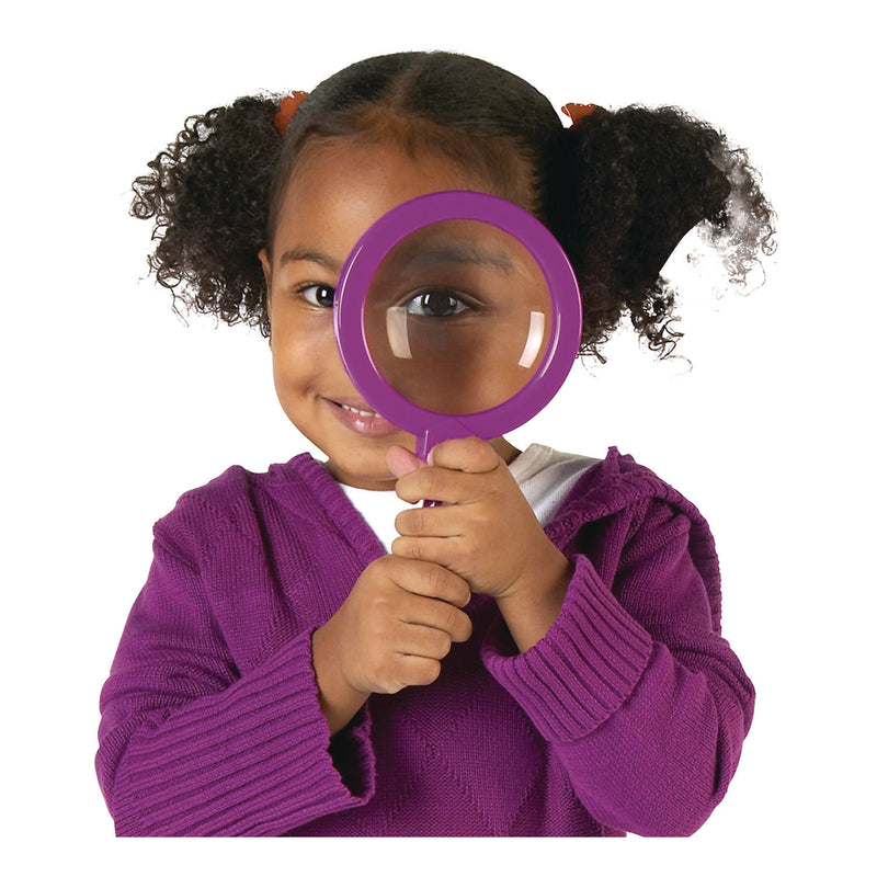 Learning Resources® Jumbo Magnifers Set, 4.5X Plastic Lens, 4.5" dia, Assorted Colors, 6 Magnifiers (LRNLER2774) Each