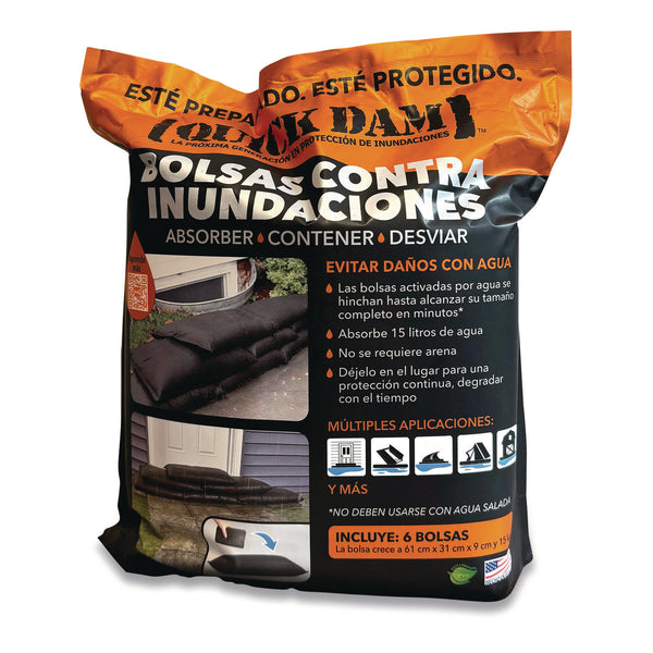 Quick Dam Flood Bags, 12" x 24" x 3.5", 6 Bags/Pack (QKDQD12246ES) Pack of 6