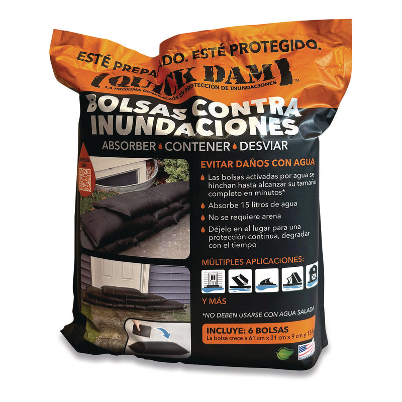 Quick Dam Flood Bags, 12" x 24" x 3.5", 6 Bags/Pack (QKDQD12246ES) Pack of 6